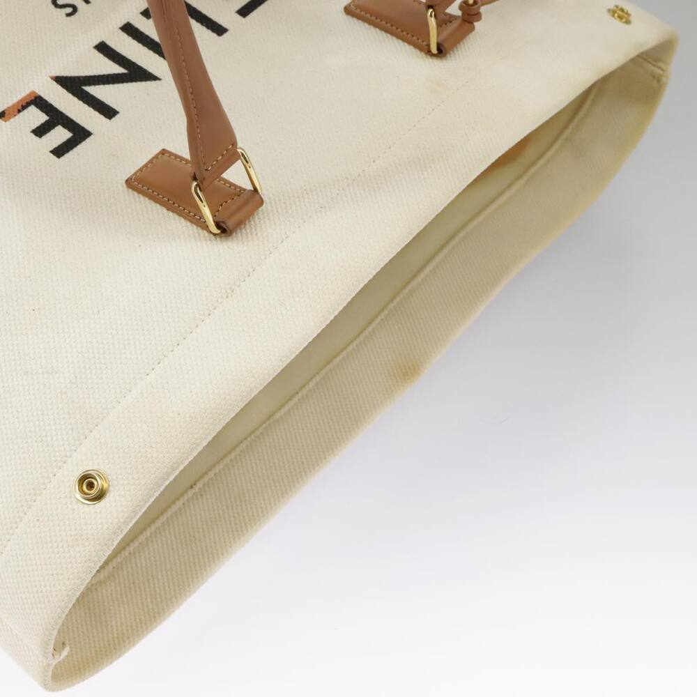 CELINE Horizontalkava Tote Bag Canvas White Gold - Picture 6 of 16